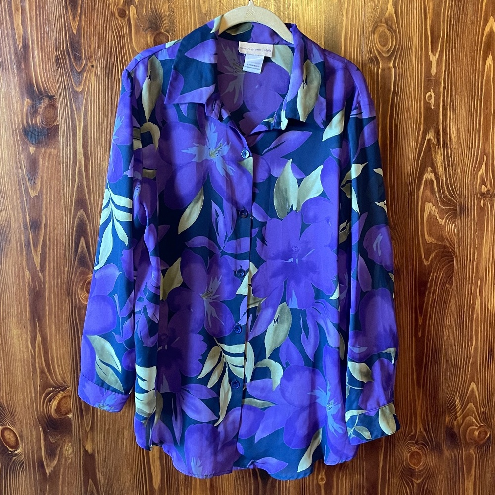Susan Graver Large Long Sleeve Blouse